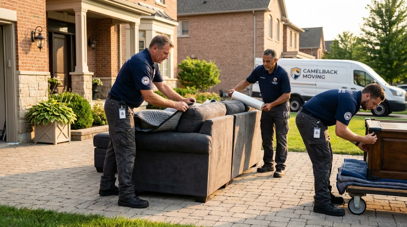 Large estate moving crew wrapping furniture in Mineral Ridge, OH