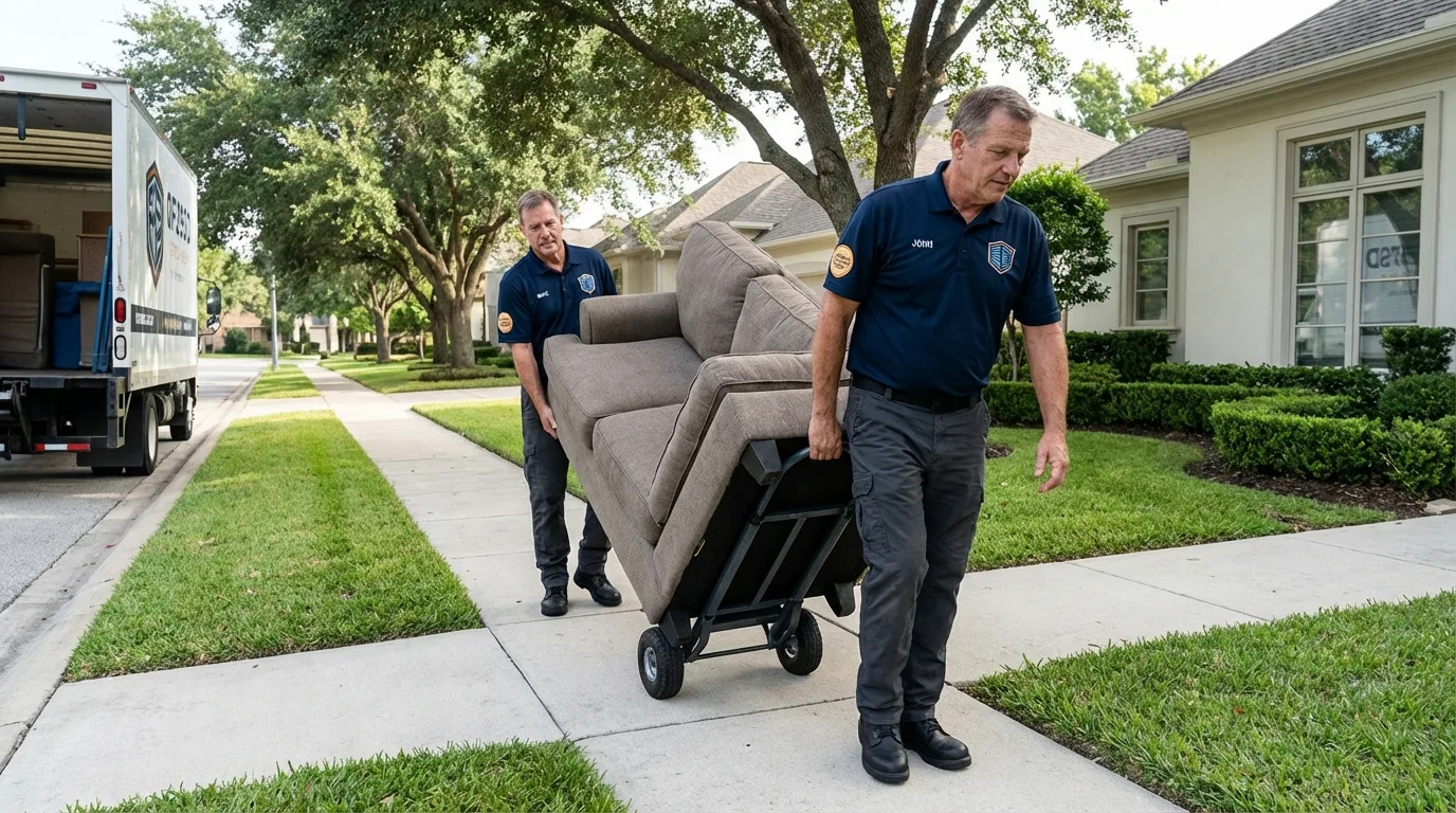 Local residential moving crew loading furniture in Mineral Ridge, OH