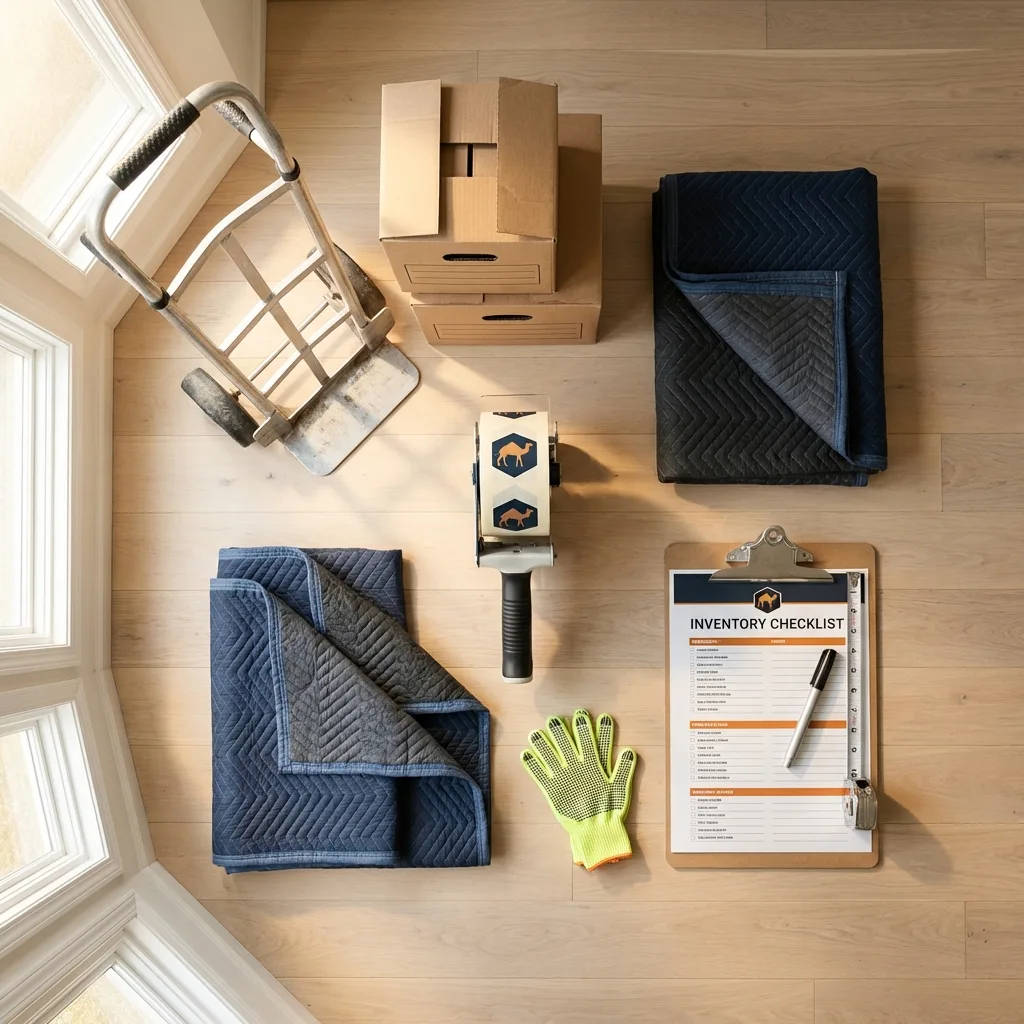Professional moving supplies and packing materials layout for Mineral Ridge residential relocations